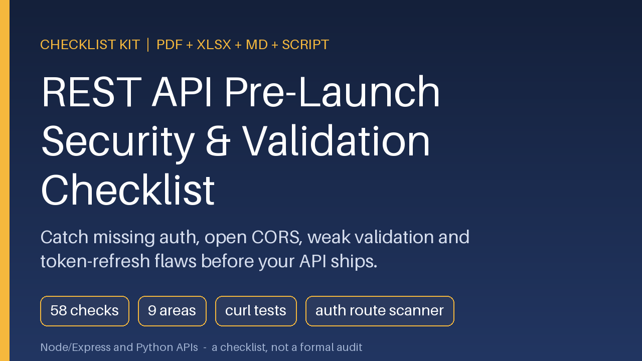 Launch Without the 2 a.m. Doubt – REST API Security Checklist Kit