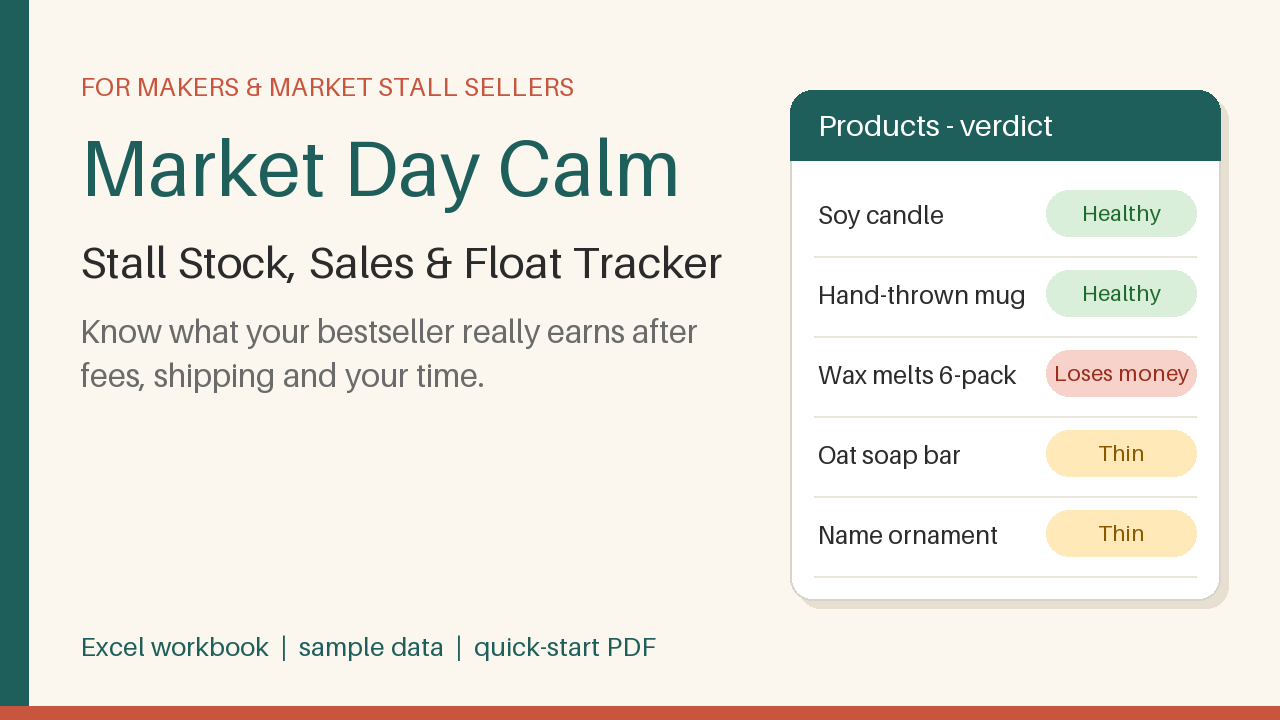Market Day Calm – Stall Stock, Sales & Float Tracker