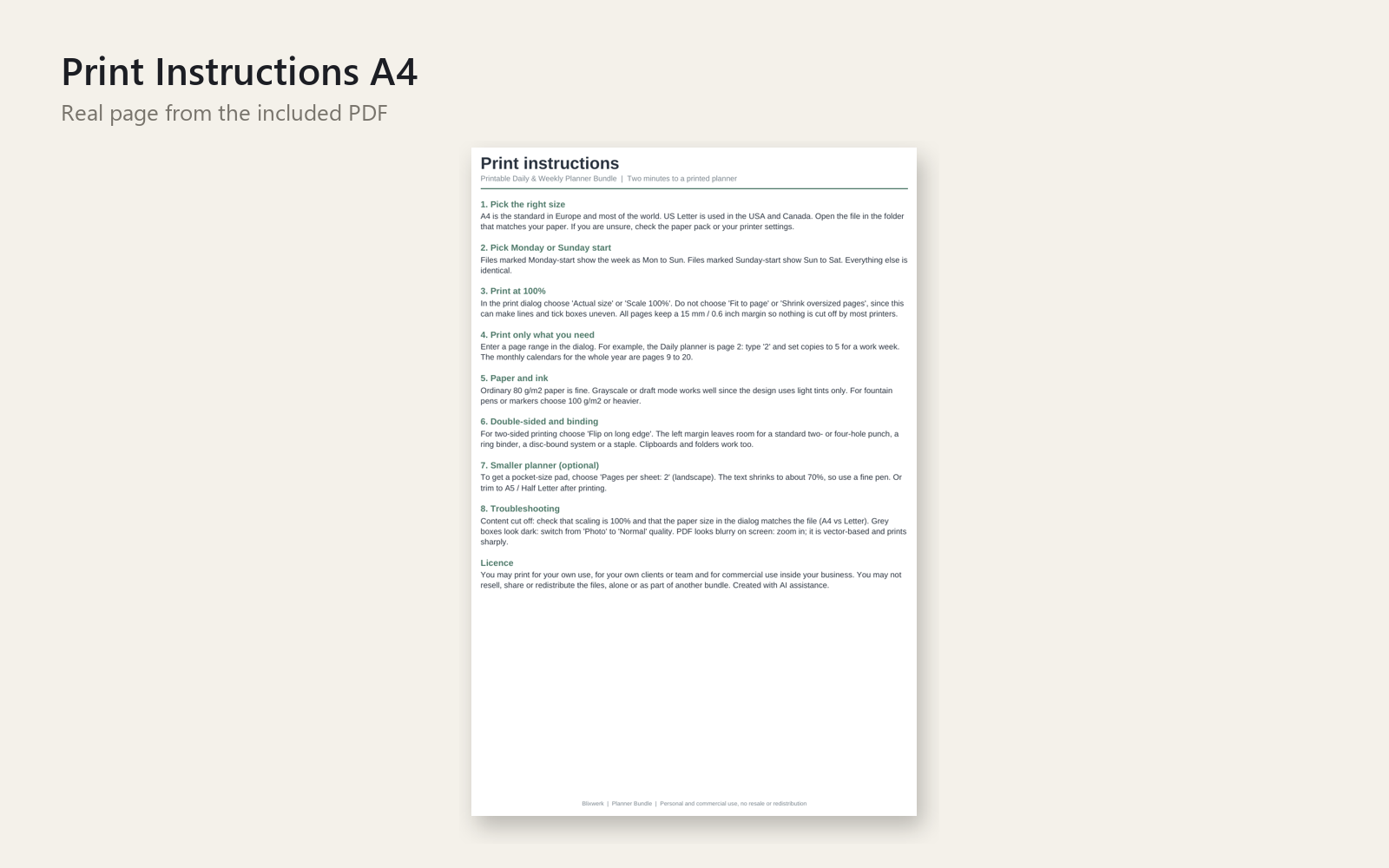 Print Instructions A4