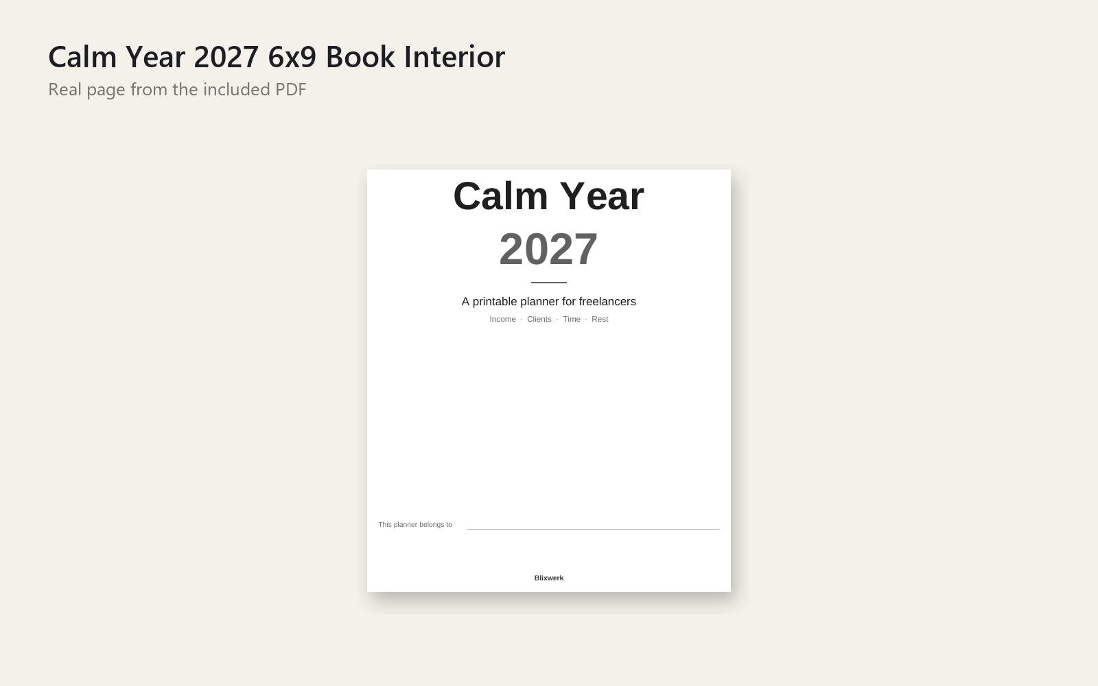 Calm Year 2027 6x9 Book Interi