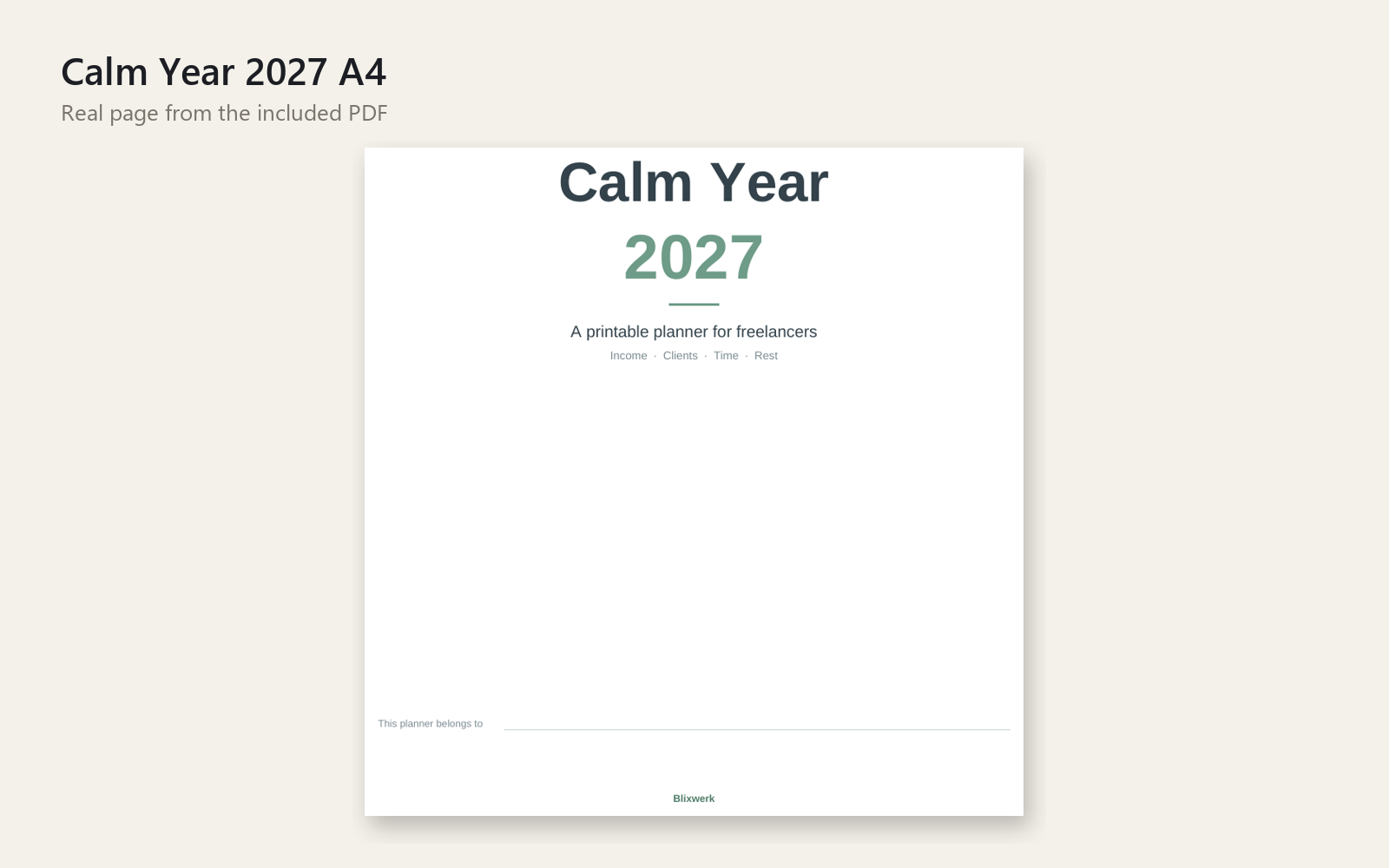 Calm Year 2027 A4