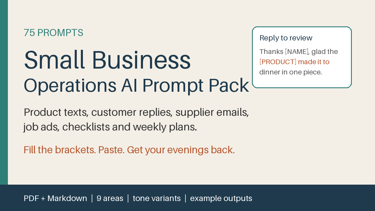 Small Business Operations AI Prompt Pack (75 prompts)